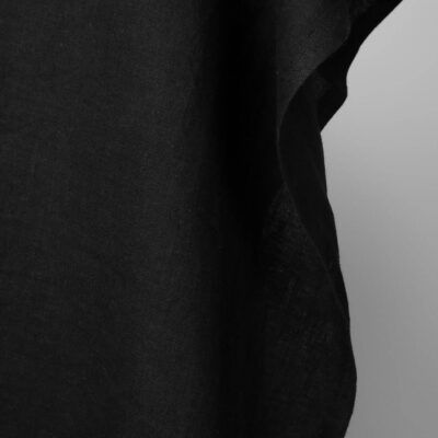 Washed linen fabric solid black colour 8 Washed linen fabric solid black colour edge