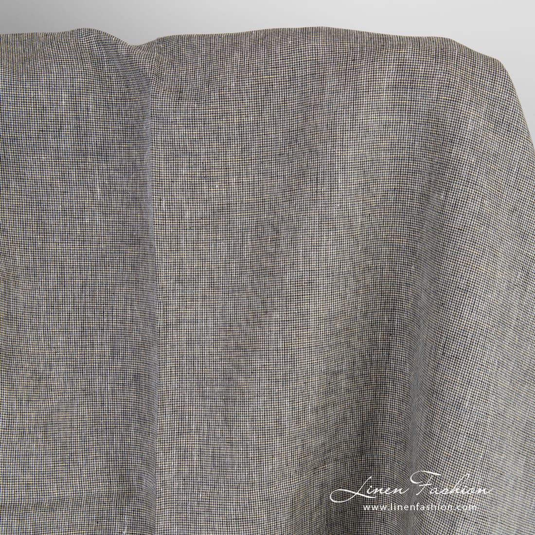 Linen fabric in yellow and black melange