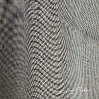Linen fabric in yellow and black melange for clothes and home textile
