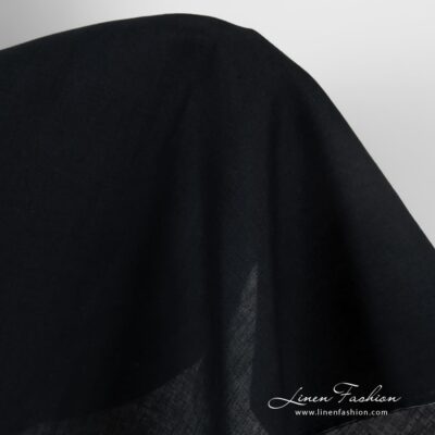 Dark blue linen fabric with barely visible stripes