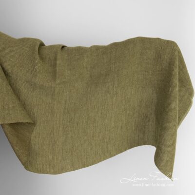 Green linen fabric in twill weave washed 5 Green linen fabric, washed