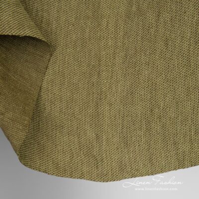 Green linen fabric in twill weave washed 7 Green linen fabric in fine delicate design