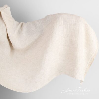 Linen fabric light sand twill weave washed 5 Linen fabric in light sand color