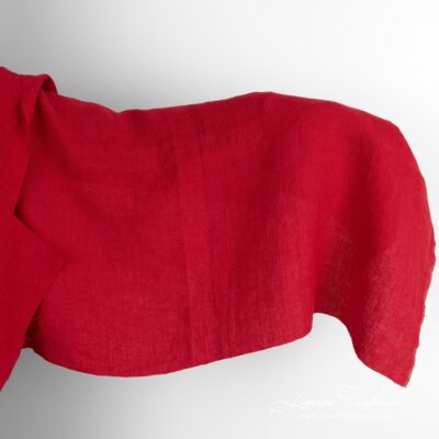 Red linen fabric in twill weave washed 5 Red linen fabric, washed