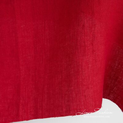 Red linen fabric in twill weave washed 8 Red linen fabric, perfect for clothes and home textile