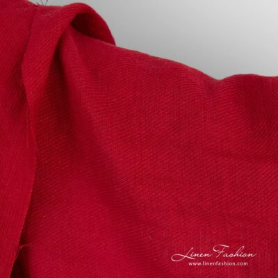Red linen fabric in twill weave washed 7 Red linen fabric, specially washed