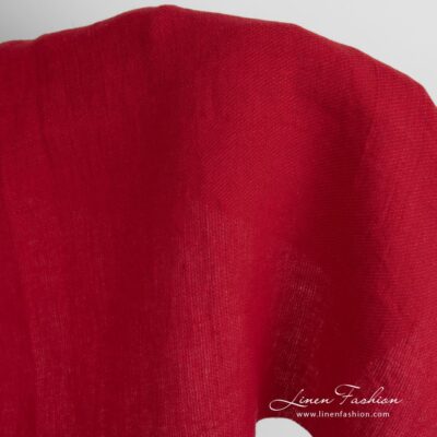 Red linen fabric in twill weave washed 6 Red linen fabric in fine delicate design