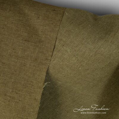 Moss green linen fabric in diagonal pattern 8 Diagonal patterned moss green linen fabric.