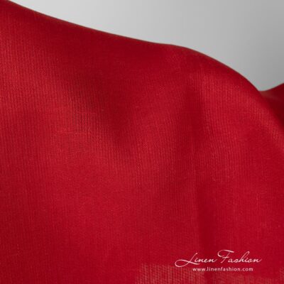 Solid red linen fabric in diagonal pattern 6 Diagonal patterned linen fabric.