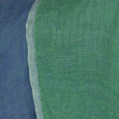 Washed linen fabric blue and green double-sided, double-layer
