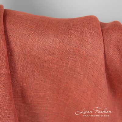 Red 100% linen fabric, double sided.