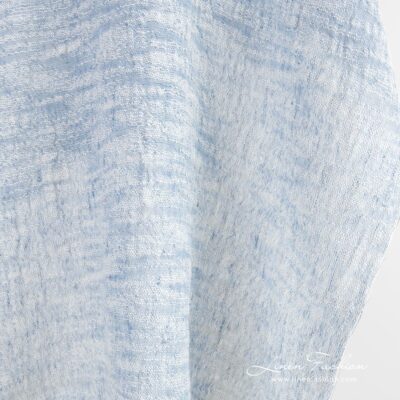 Blue linen cotton fabric with white stripes washed 8 Linen cotton fabric with white stripes