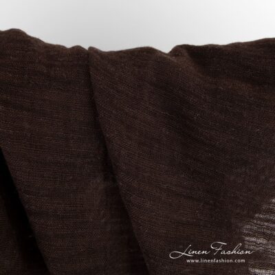 Dark brown linen cotton fabric washed 6 Dark brown linen cotton fabric woven with fancy yarns