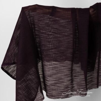 Eggplant colour sheer linen cotton fabric.