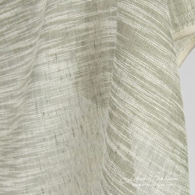 Linen cotton greenish fabric, woven with fancy yarns