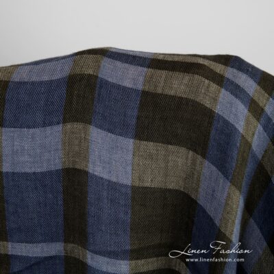 Linen fabric in blue and green checks washed 7 Linen fabric in blue and green checks, specially washed to increase softness