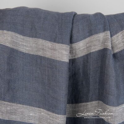 Linen fabric in grey stripes washed 8 Linen fabric in grey stripes, perfect for clothes and home textile