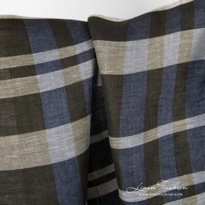 Blue checked linen fabric 7 100% linen fabric in checks, blue.