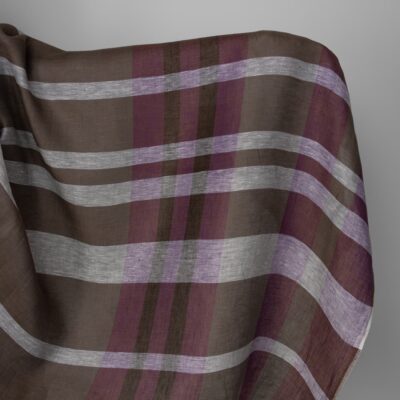 Linen fabric in violet and brown stripes 5 Linen fabric in violet and brown stripes