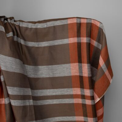 Linen fabric in orange and brown stripes 4 Linen fabric in orange and brown stripes
