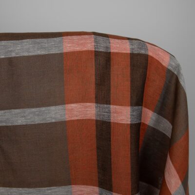 Linen fabric in orange and brown stripes 5 Linen fabric in orange and brown stripes, 100% linen