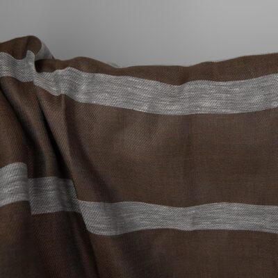 Linen fabric in orange and brown stripes 6 Linen fabric in orange and brown stripes, twill