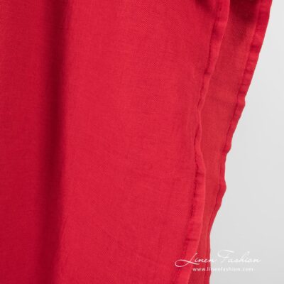 Red linen cotton fabric in twill weave