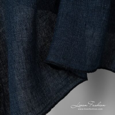 100% linen fabric in navy blue.
