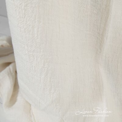 Linen fabric in off-white color, for clothes and home textile