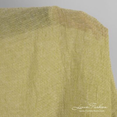 Lightweight yellowish green linen fabric, washed
