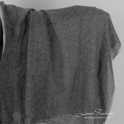 Lightweight black and white linen fabric