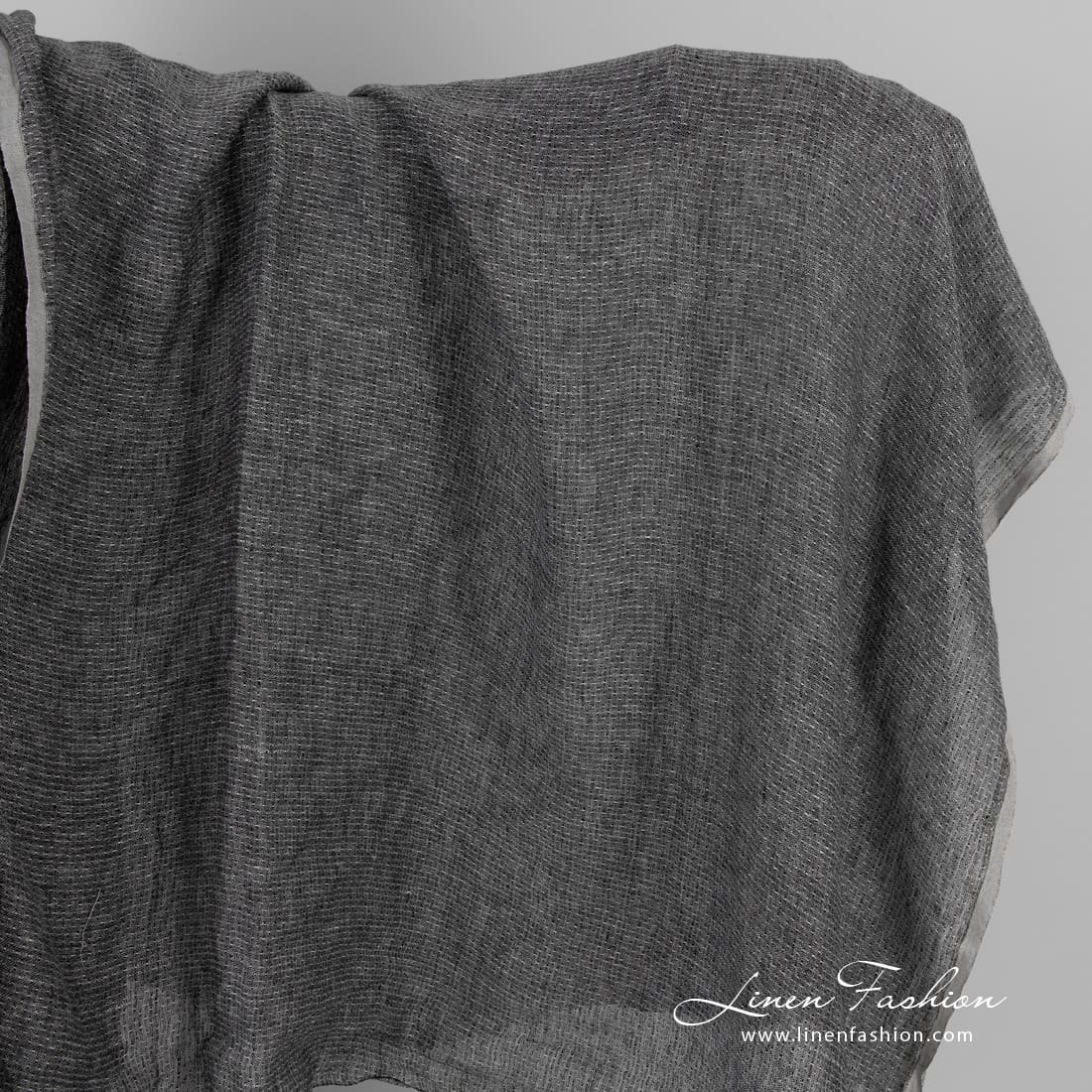 Lightweight black and white linen fabric