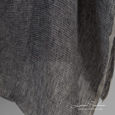 Lightweight black and white linen fabric, perfect for curtains and shawls