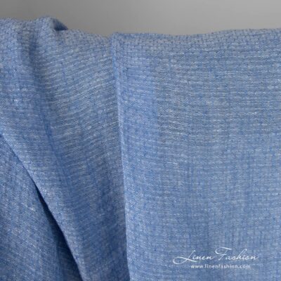 Lightweight washed linen fabric light blue colour product photo