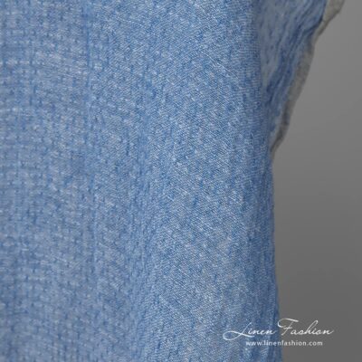 Lightweight washed linen fabric light blue colour edge