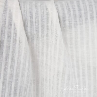 Washed off-white striped linen fabric 6 Off white linen fabric in stripes.