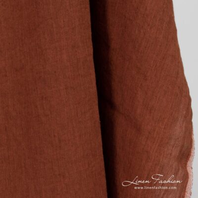 Cinnamon Brown Linen Fabric, washed