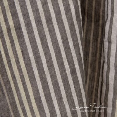 Washed multicolored linen fabric with stripes 7 Multicolored linen fabric with stripes, washed fabric
