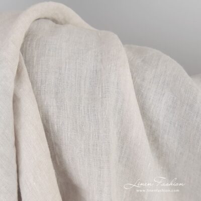 Light brown linen fabric, plain weave pattern
