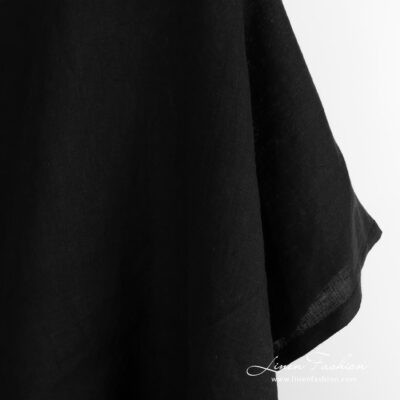 Black linen fabric, specially washed to increase softness