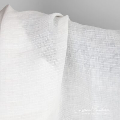 White linen fabric in horizontal stripes