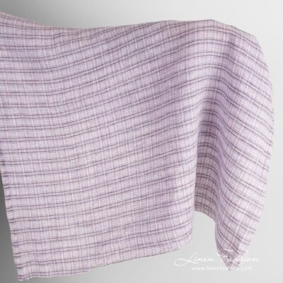 Violet linen fabric in checks washed 5 Violet linen fabric in checks