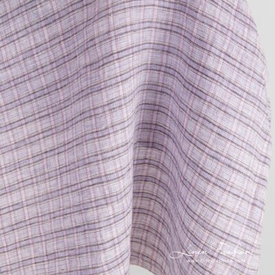 Violet linen fabric in checks washed 6 Violet linen fabric in checks, washed