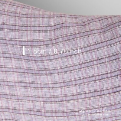 Violet linen fabric in checks washed 8 Violet linen fabric, specially washed to increase softness