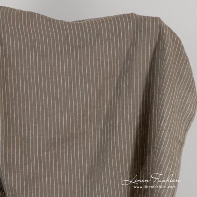 Brown linen fabric in stripes