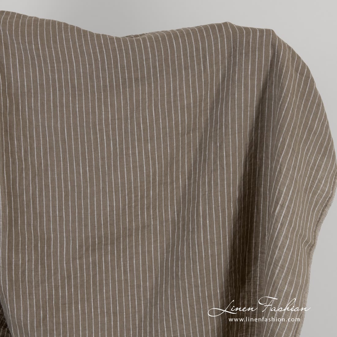 Brown linen fabric in stripes