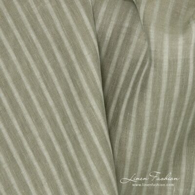100% linen fabric in green colour.