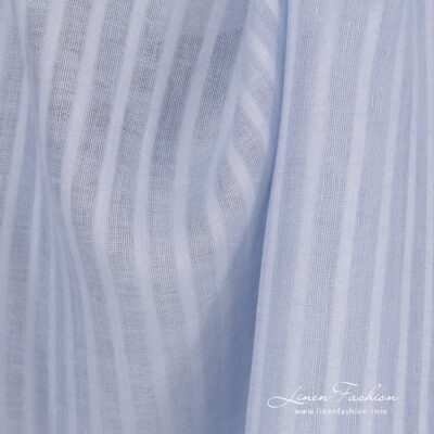 Striped light blue linen fabric.