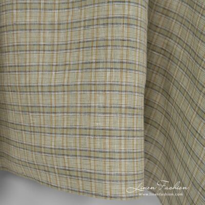 100% linen fabric in green checks.