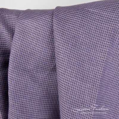 Checked linen fabric in purple colour.
